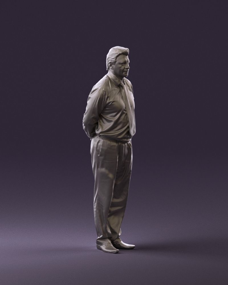 Man in office style hand behind inlock 0872 3D Print Ready 3D print model_3