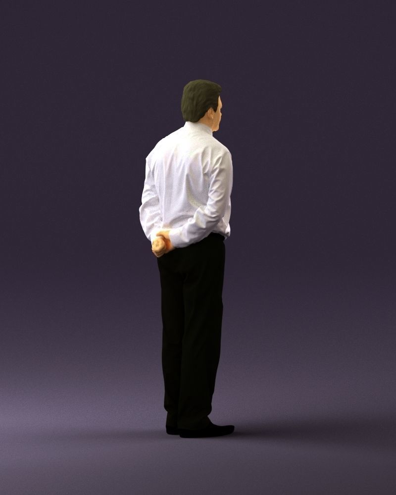 Man in office style hand behind inlock 0872 3D Print Ready 3D print model_17