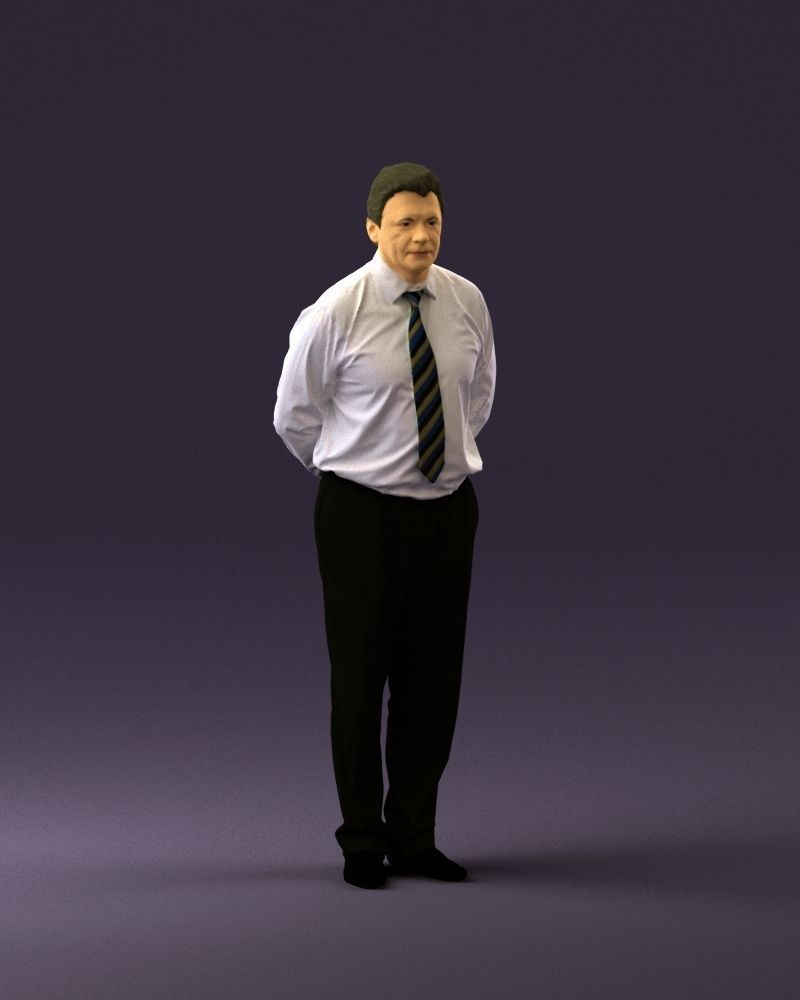 Man in office style hand behind inlock 0872 3D Print Ready 3D print model_14