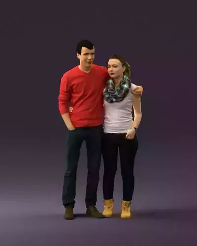 Man in red top hug woman with scarf 0867