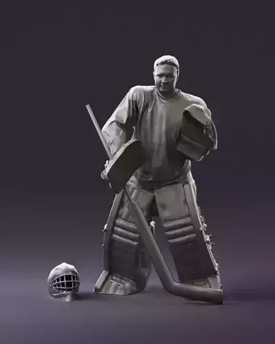 Hockey goalie in blue jersey 0895 3D Print Ready