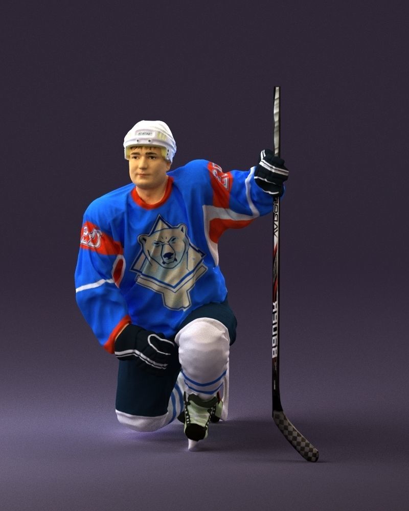 Hockey player in blu jersey 0894 3D Print Ready 3D print model_22
