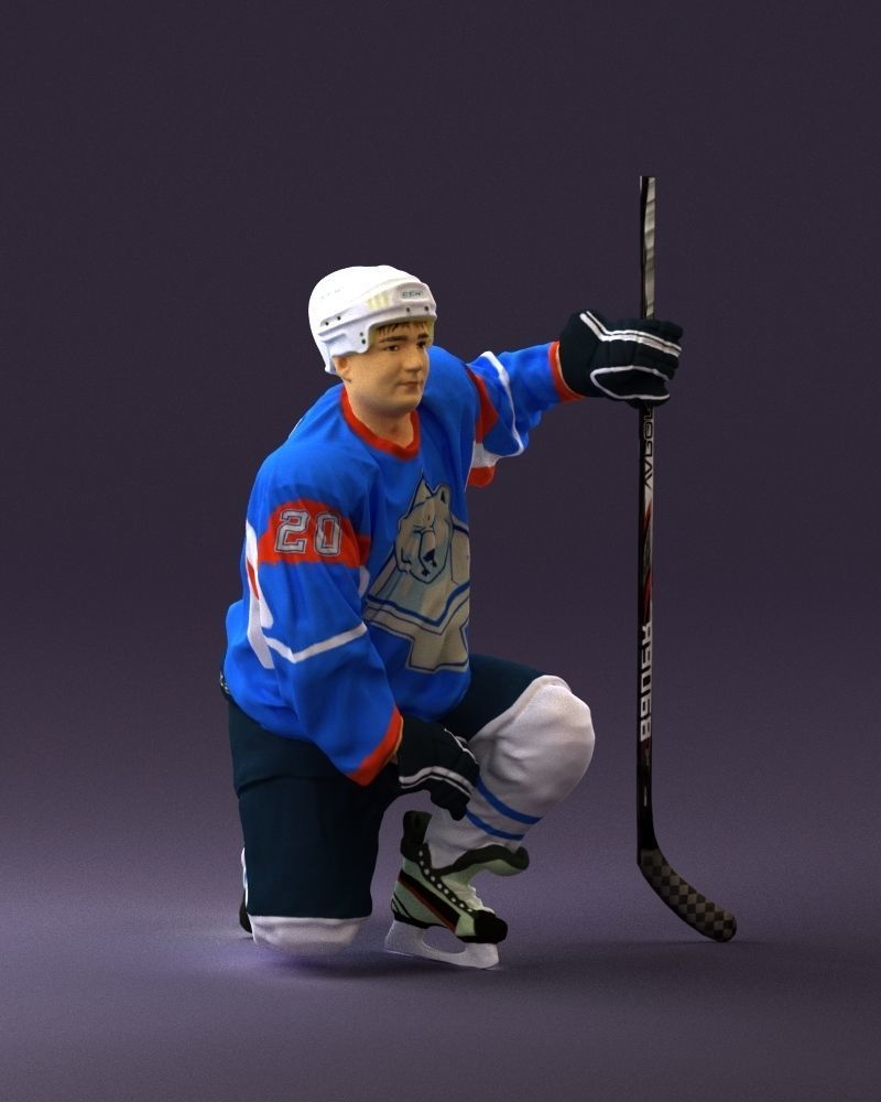 Hockey player in blu jersey 0894 3D Print Ready 3D print model_14