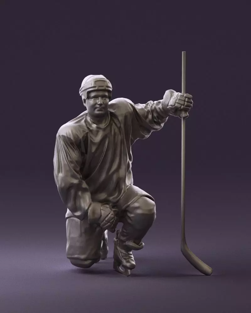 Hockey player in blu jersey 0894 3D Print Ready 3D print model_0