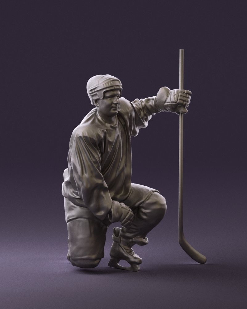 Hockey player in blu jersey 0894 3D Print Ready 3D print model_2