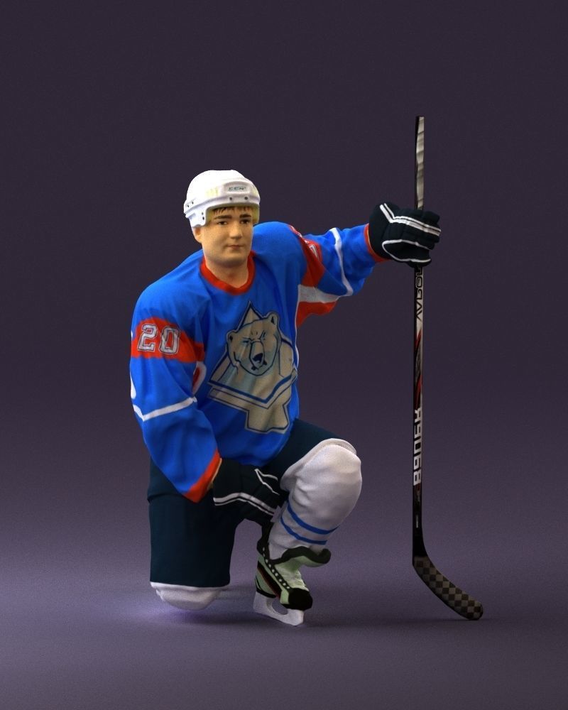 Hockey player in blu jersey 0894 3D Print Ready 3D print model_13