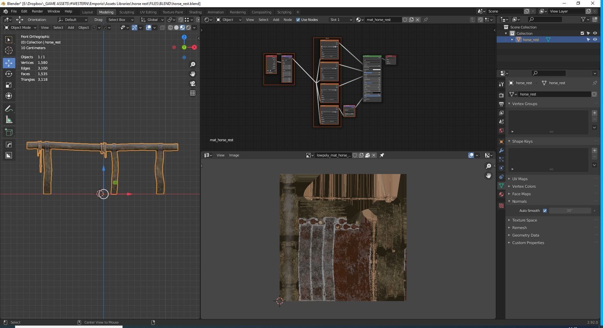 Western Fence Horse Rest Game Ready Low-poly 3D model_5