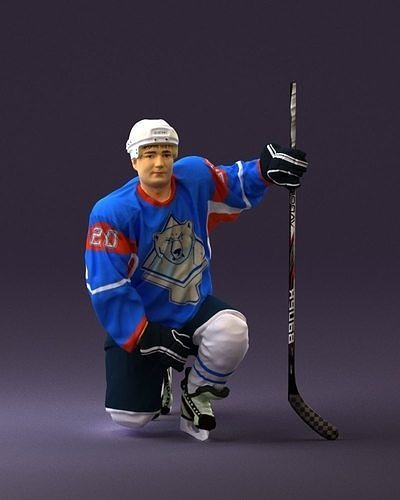 Hockey player in blue jersey 0894 3D model