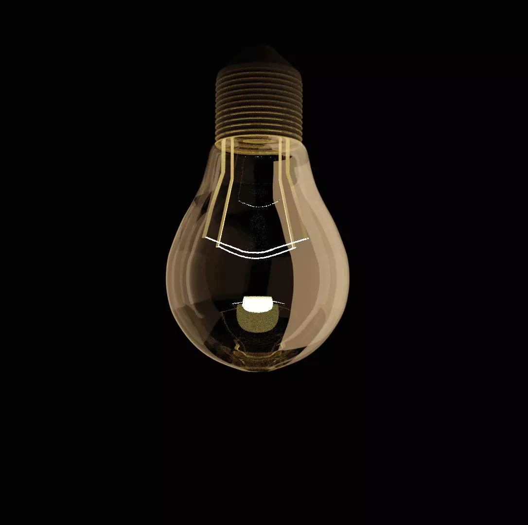 A Bulb golden light 3D model_0