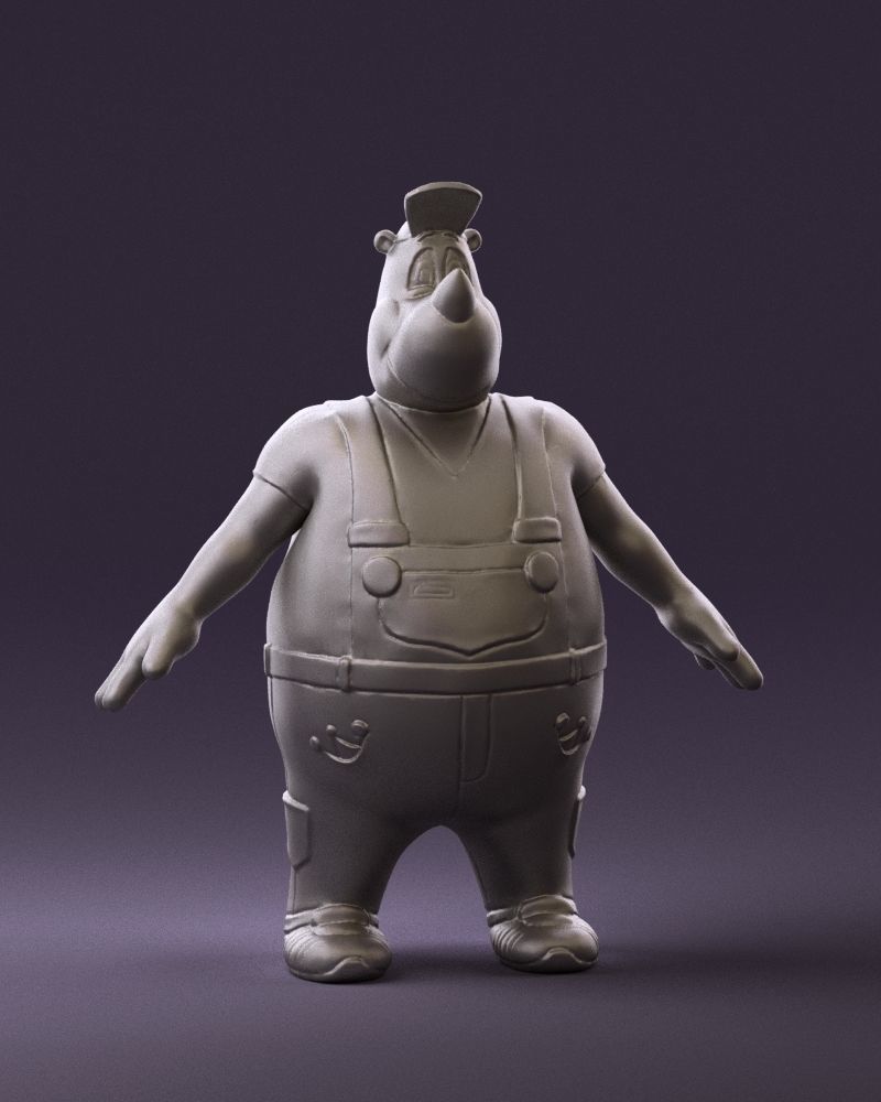 Humanoid man rhino 0885 3D Print Ready 3D print model_3