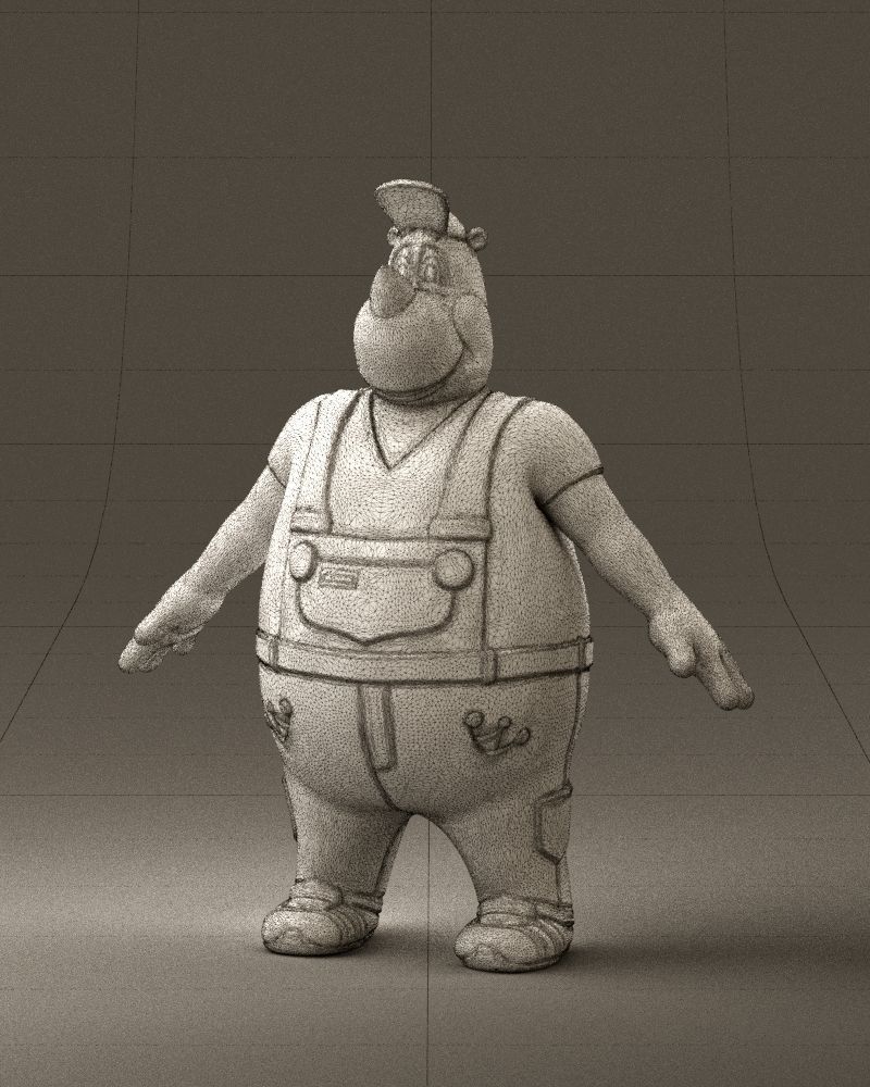 Humanoid man rhino 0885 3D Print Ready 3D print model_35