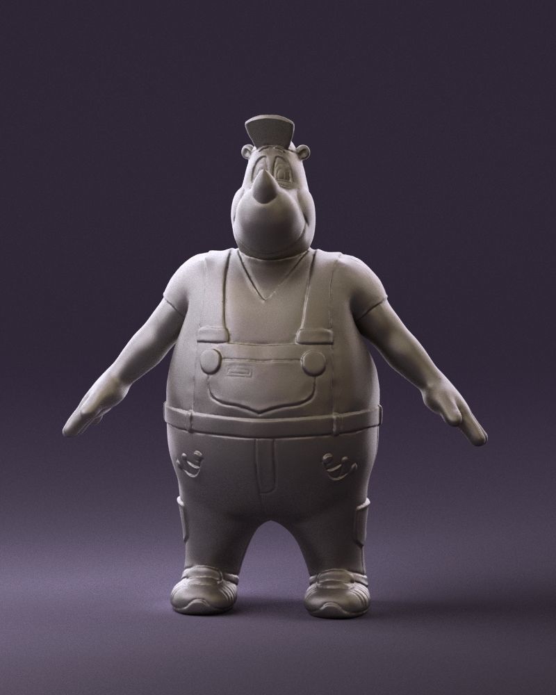 Humanoid man rhino 0885 3D Print Ready 3D print model_2