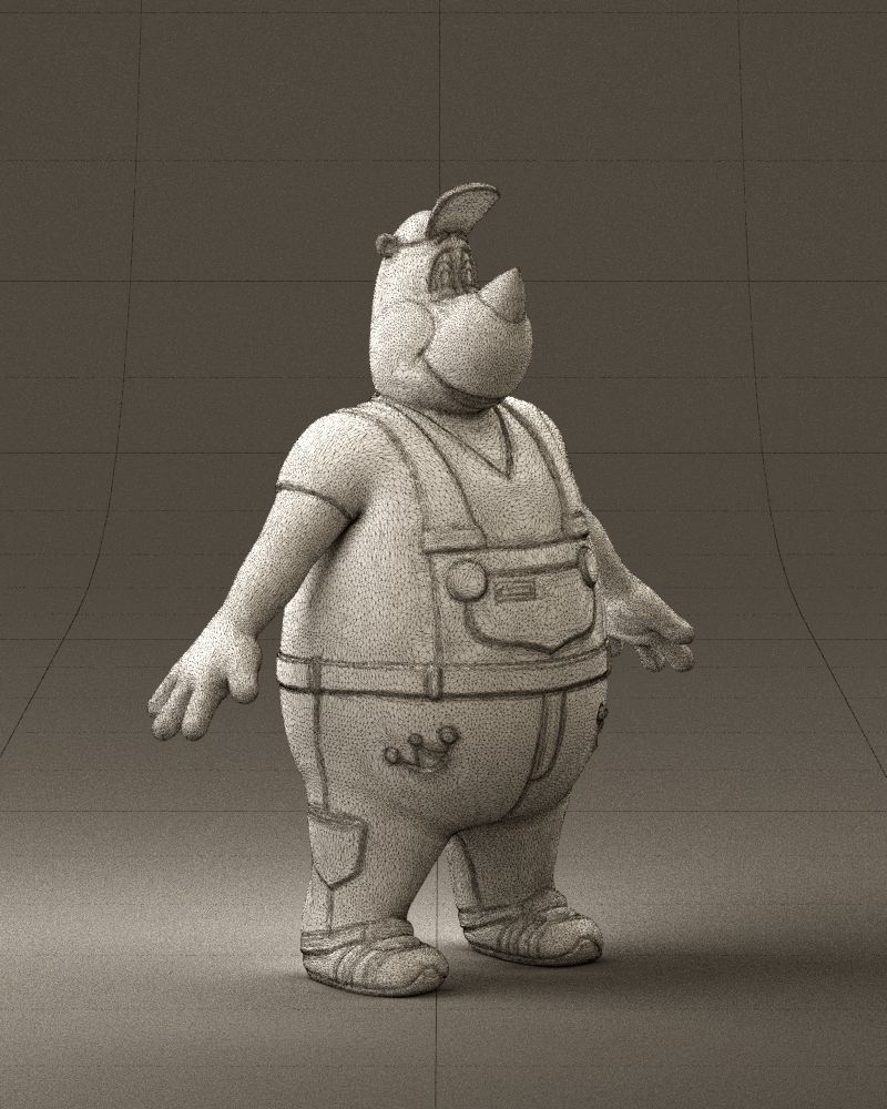 Humanoid man rhino 0885 3D Print Ready 3D print model_27