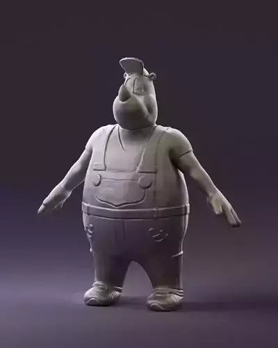 Humanoid man rhino 0885 3D Print Ready