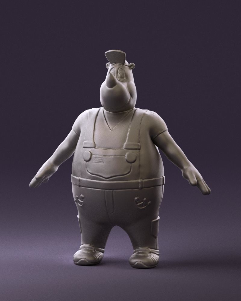 Humanoid man rhino 0885 3D Print Ready 3D print model_1