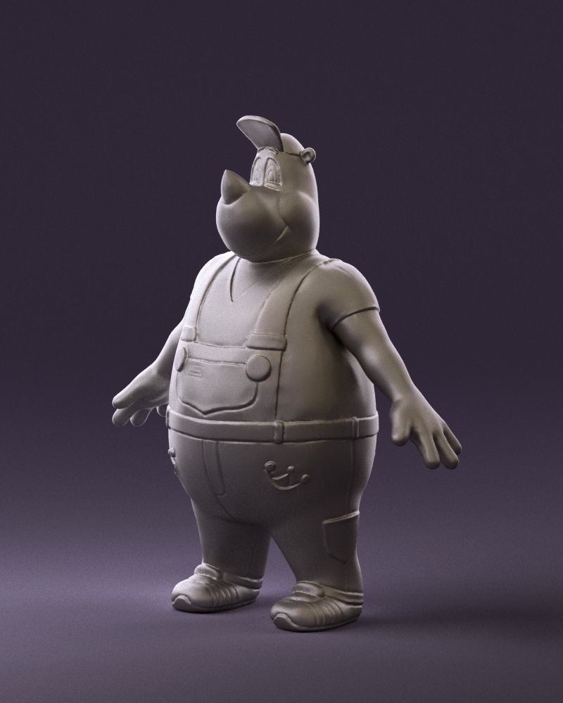 Humanoid man rhino 0885 3D Print Ready 3D print model_11