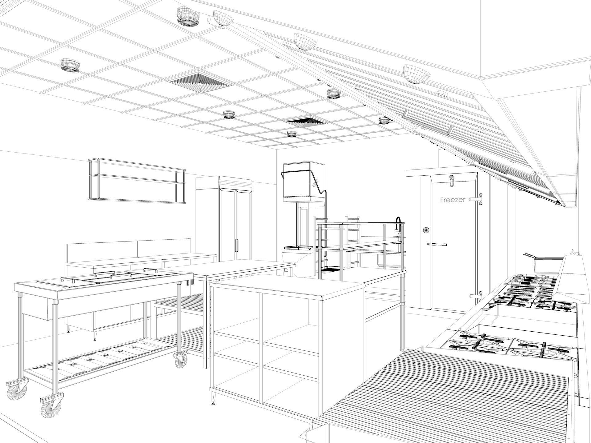 Commercial Kitchen 7 3D model_9
