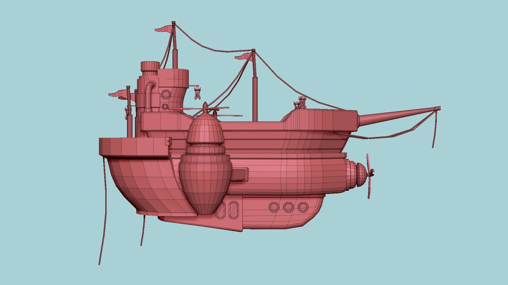 10 Cartoon Airships Collection - Low Poly Ship _20