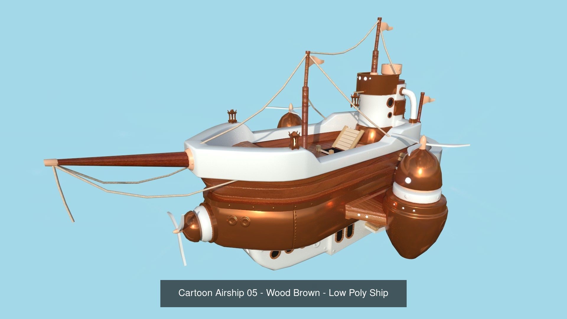 10 Cartoon Airships Collection - Low Poly Ship _5