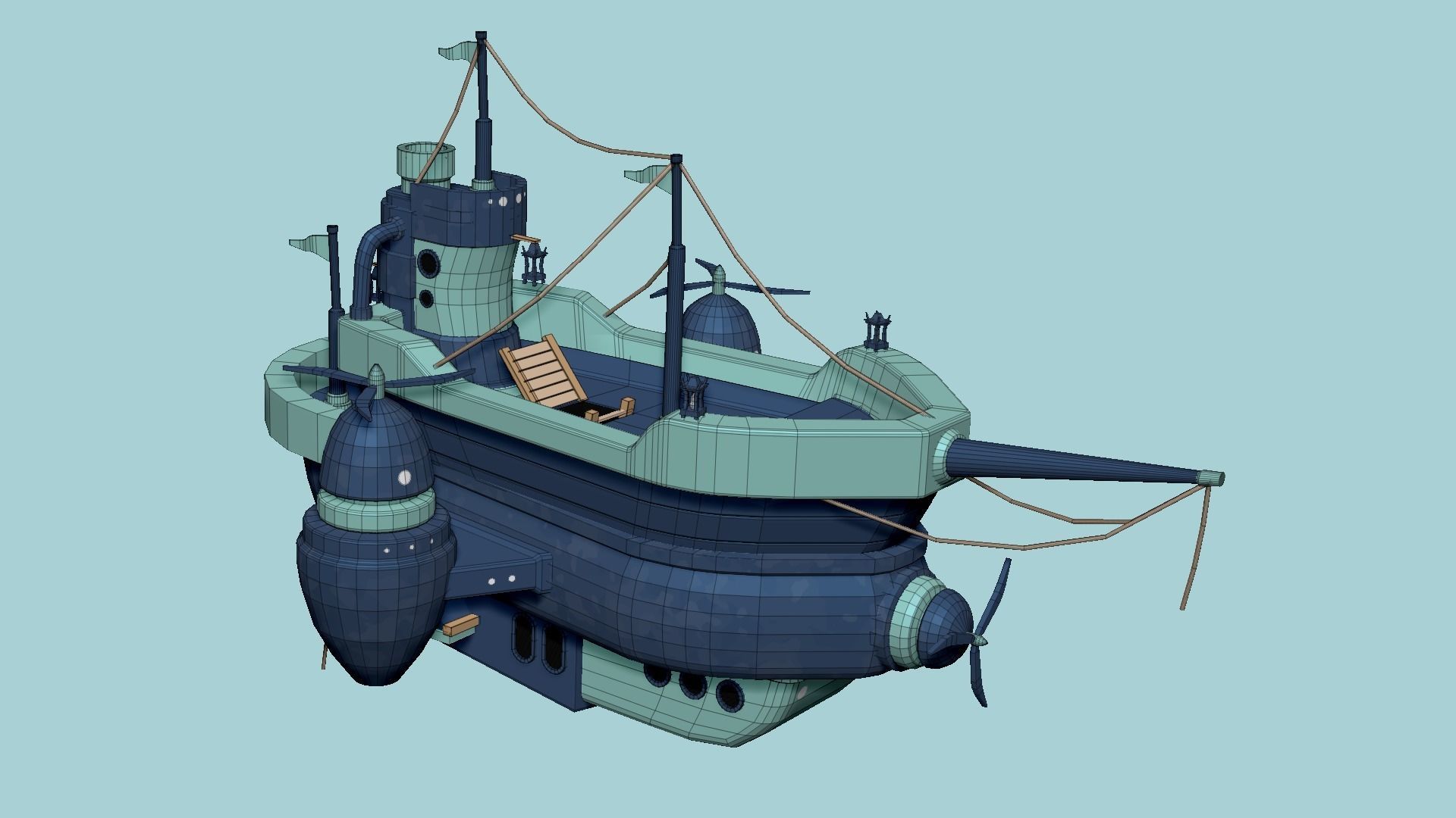 10 Cartoon Airships Collection - Low Poly Ship _75
