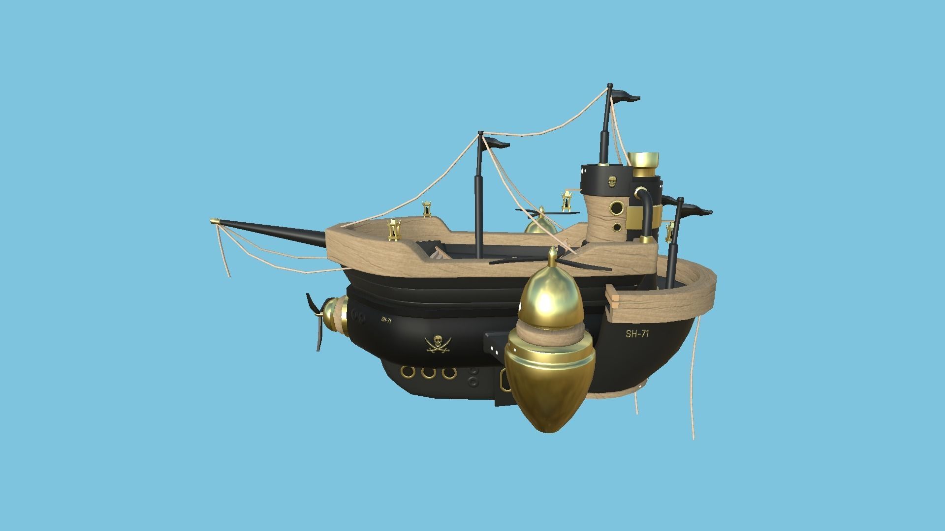 10 Cartoon Airships Collection - Low Poly Ship _50