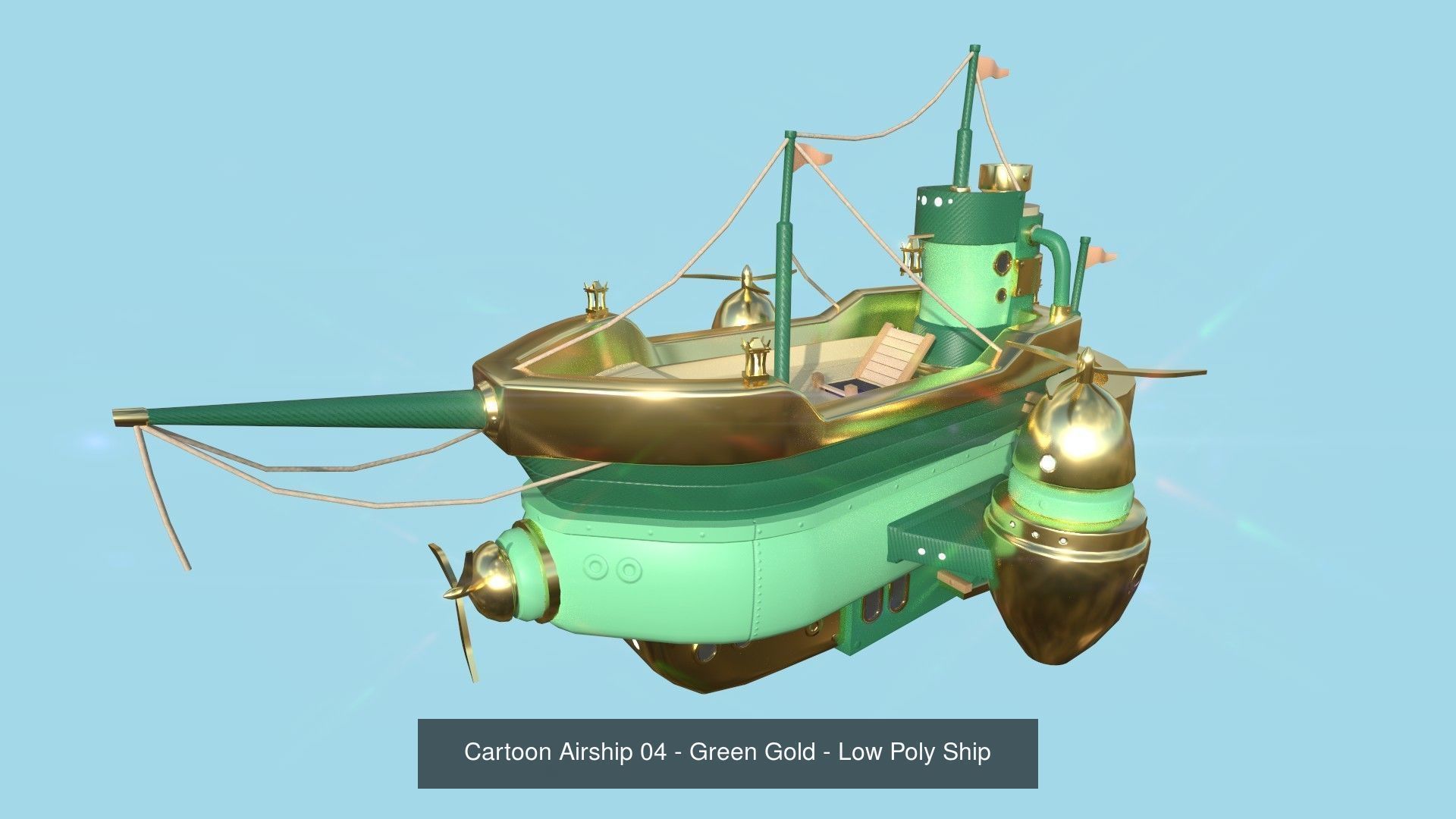 10 Cartoon Airships Collection - Low Poly Ship _4