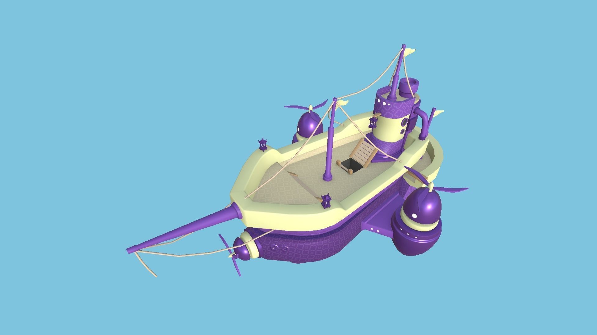 10 Cartoon Airships Collection - Low Poly Ship _51