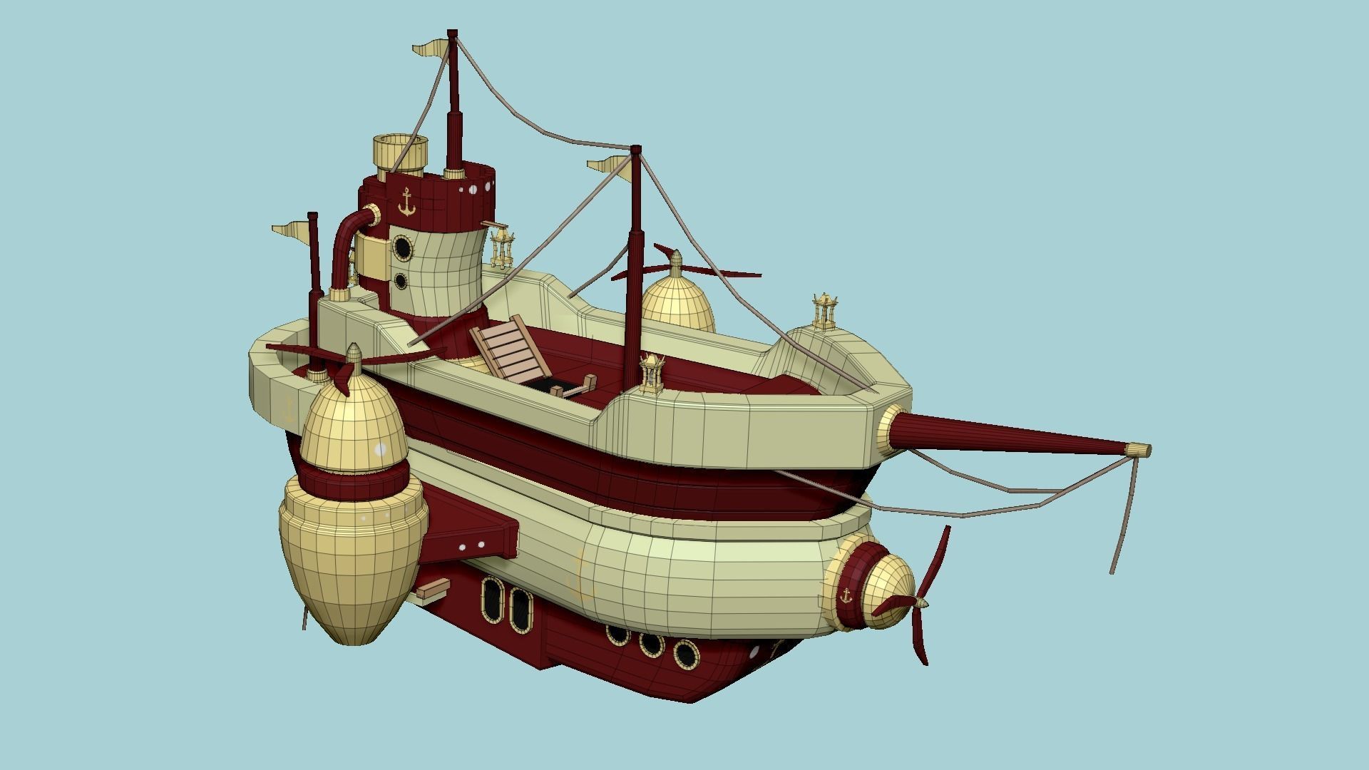 10 Cartoon Airships Collection - Low Poly Ship _66
