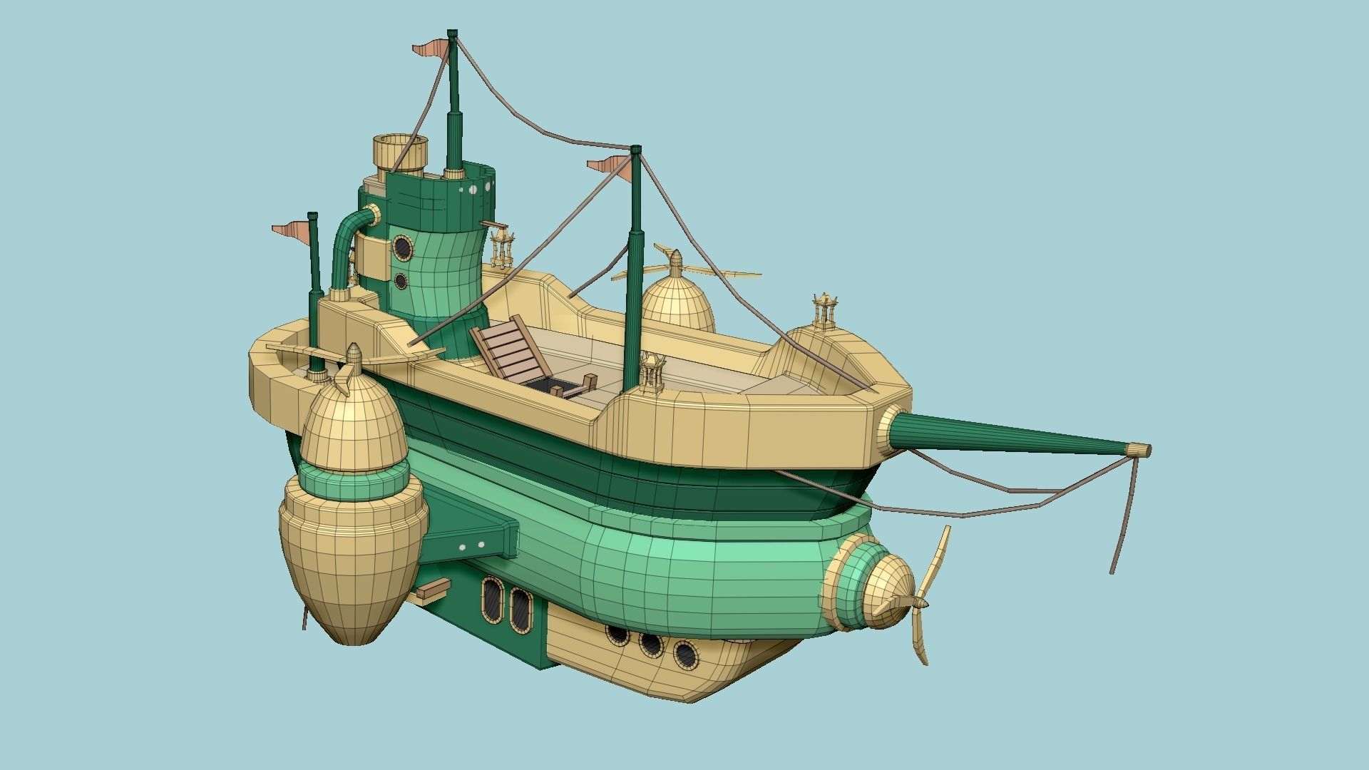 10 Cartoon Airships Collection - Low Poly Ship _71