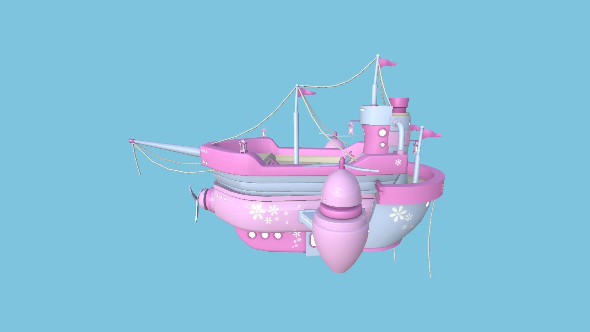 10 Cartoon Airships Collection - Low Poly Ship _29