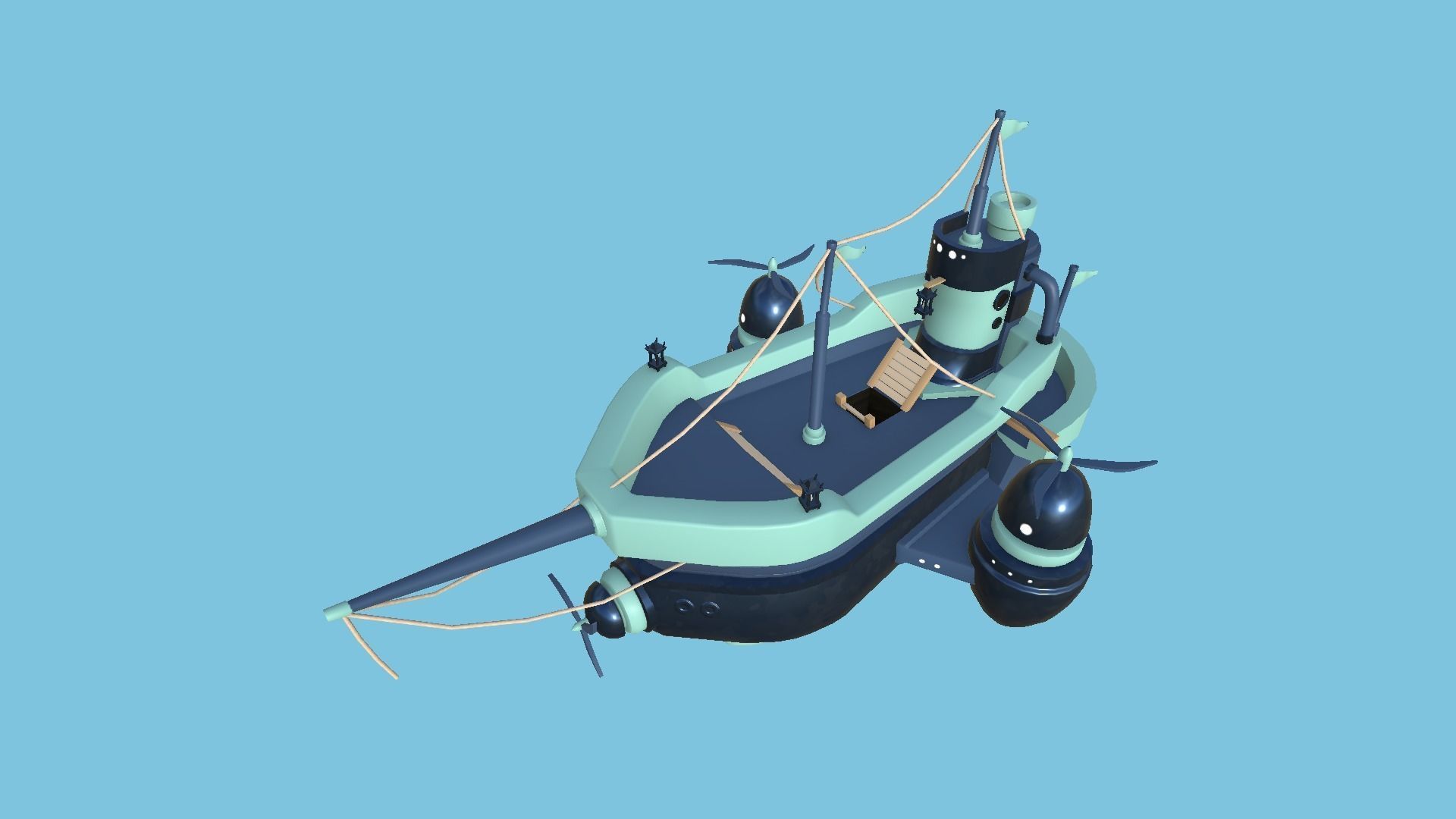 10 Cartoon Airships Collection - Low Poly Ship _37