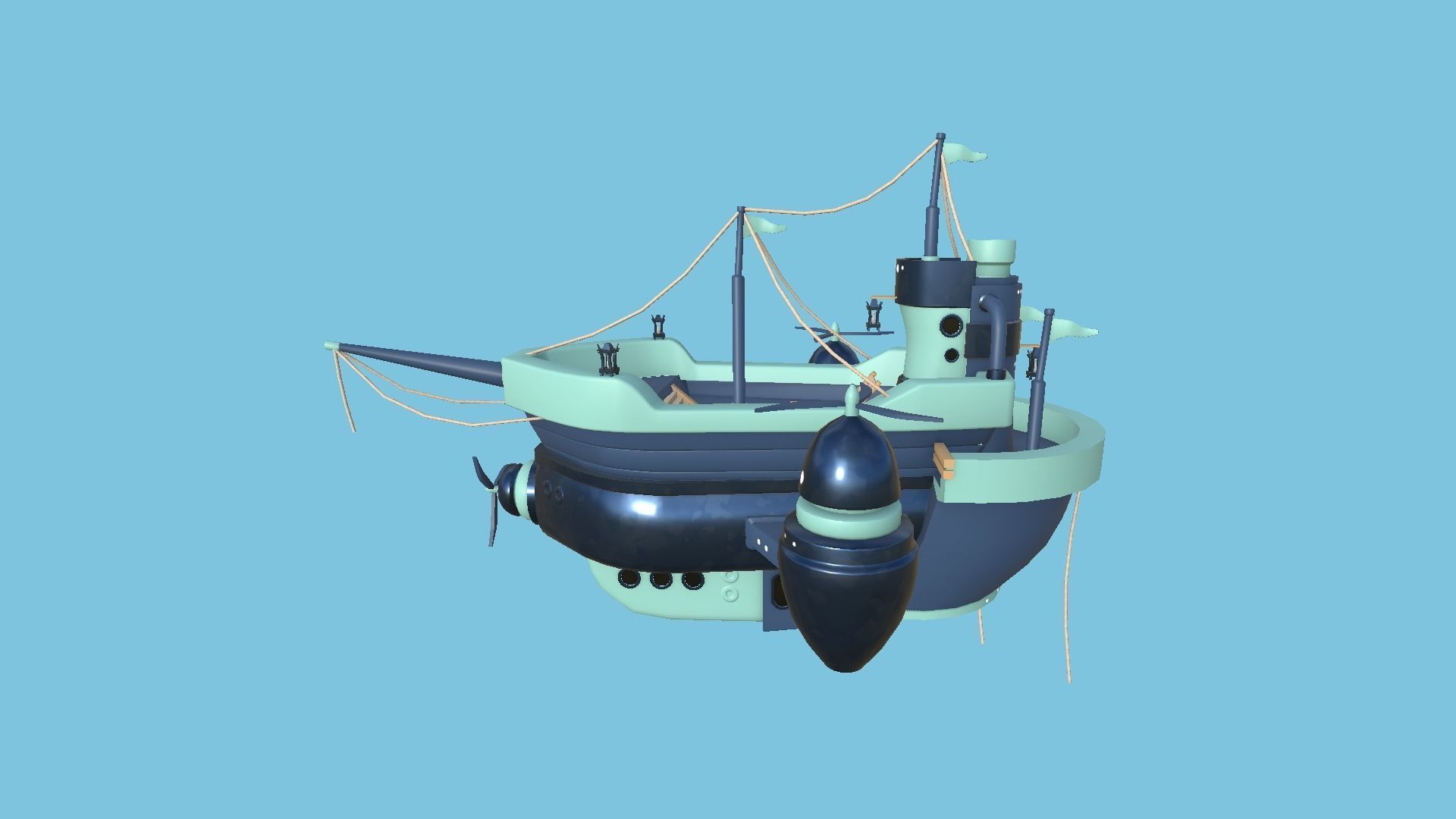 10 Cartoon Airships Collection - Low Poly Ship _88