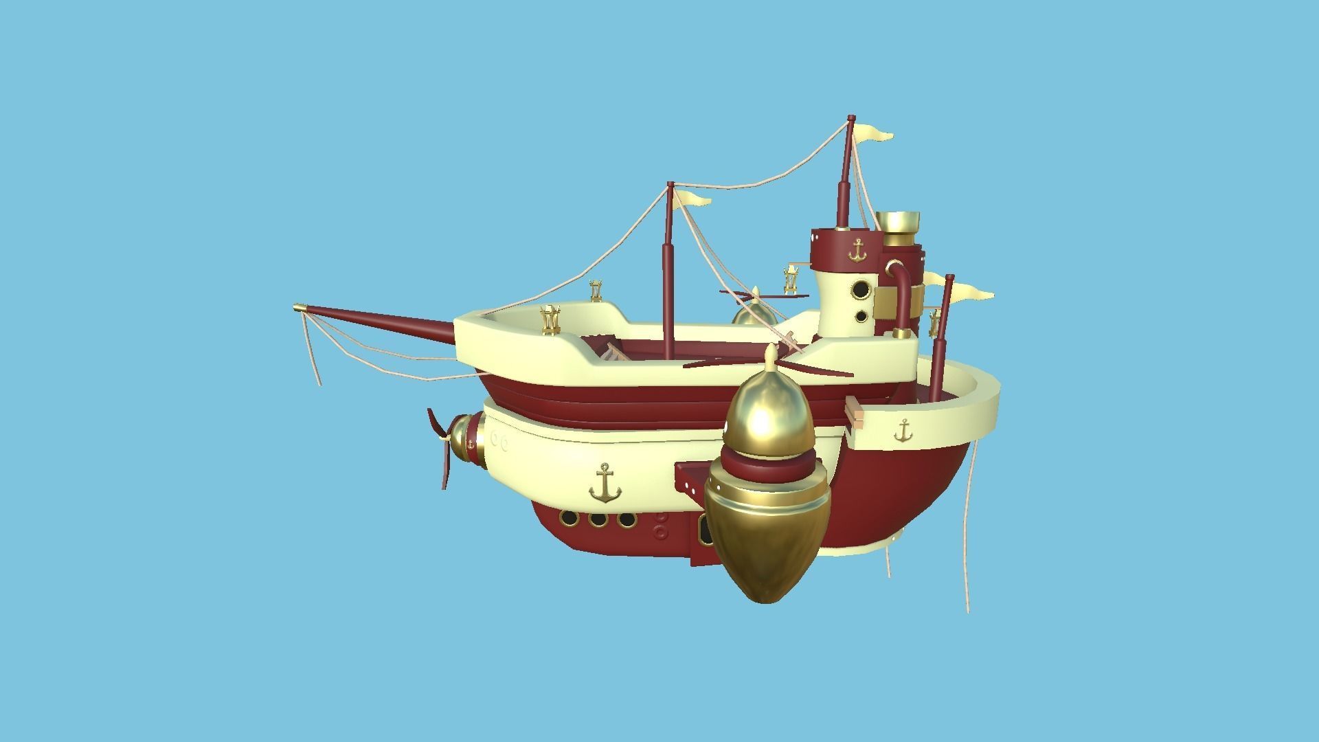 10 Cartoon Airships Collection - Low Poly Ship _41