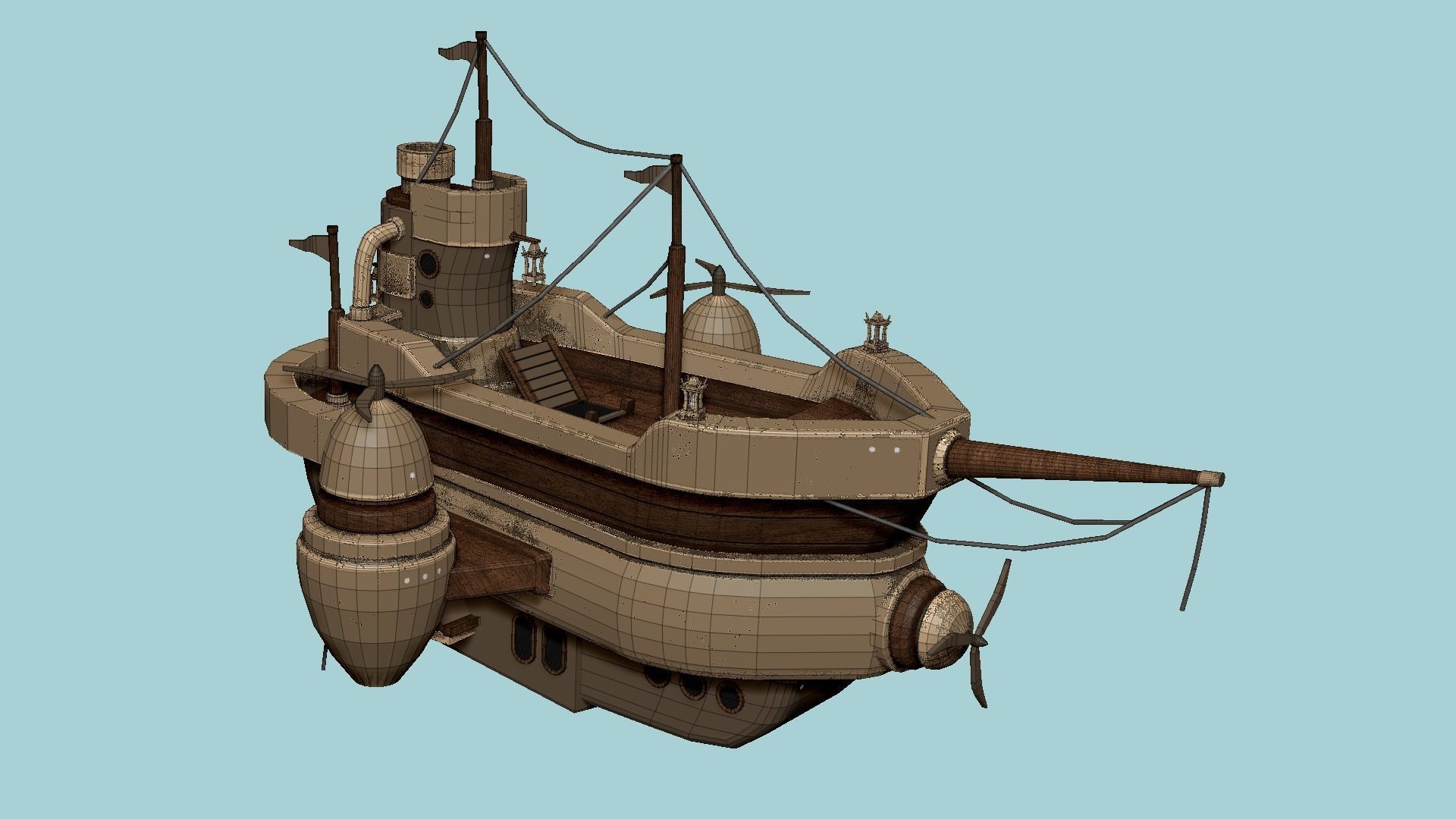 10 Cartoon Airships Collection - Low Poly Ship _101