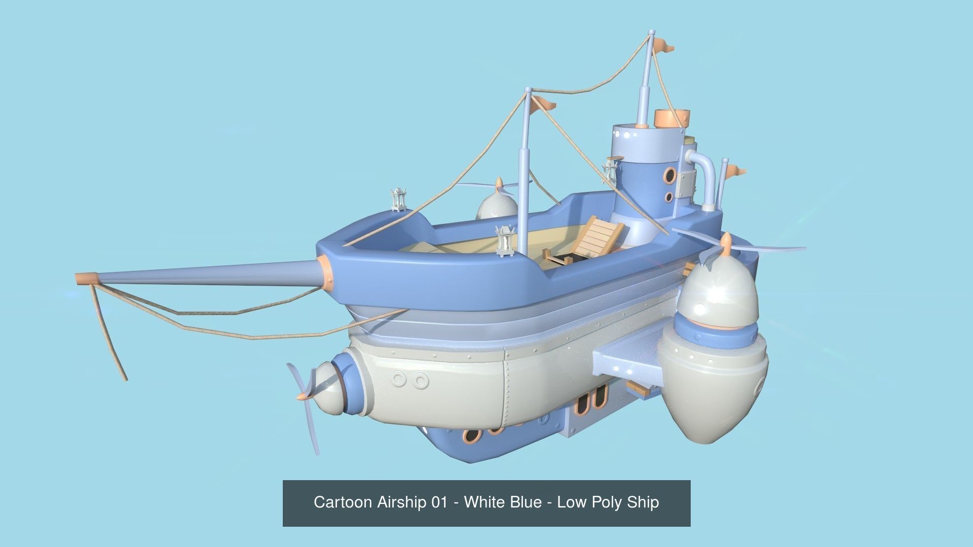 10 Cartoon Airships Collection - Low Poly Ship _1