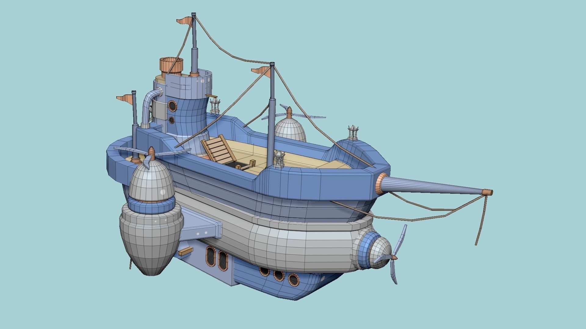 10 Cartoon Airships Collection - Low Poly Ship _90