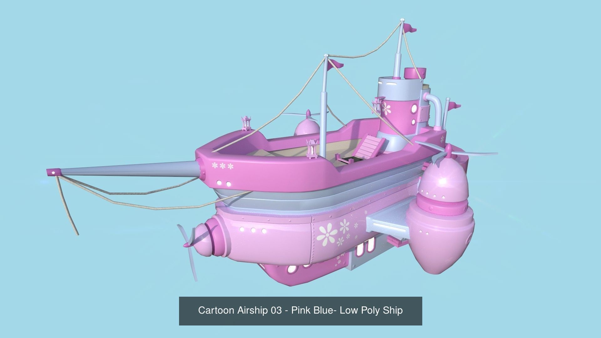 10 Cartoon Airships Collection - Low Poly Ship _3