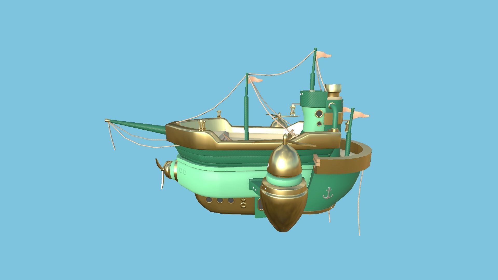 10 Cartoon Airships Collection - Low Poly Ship _52
