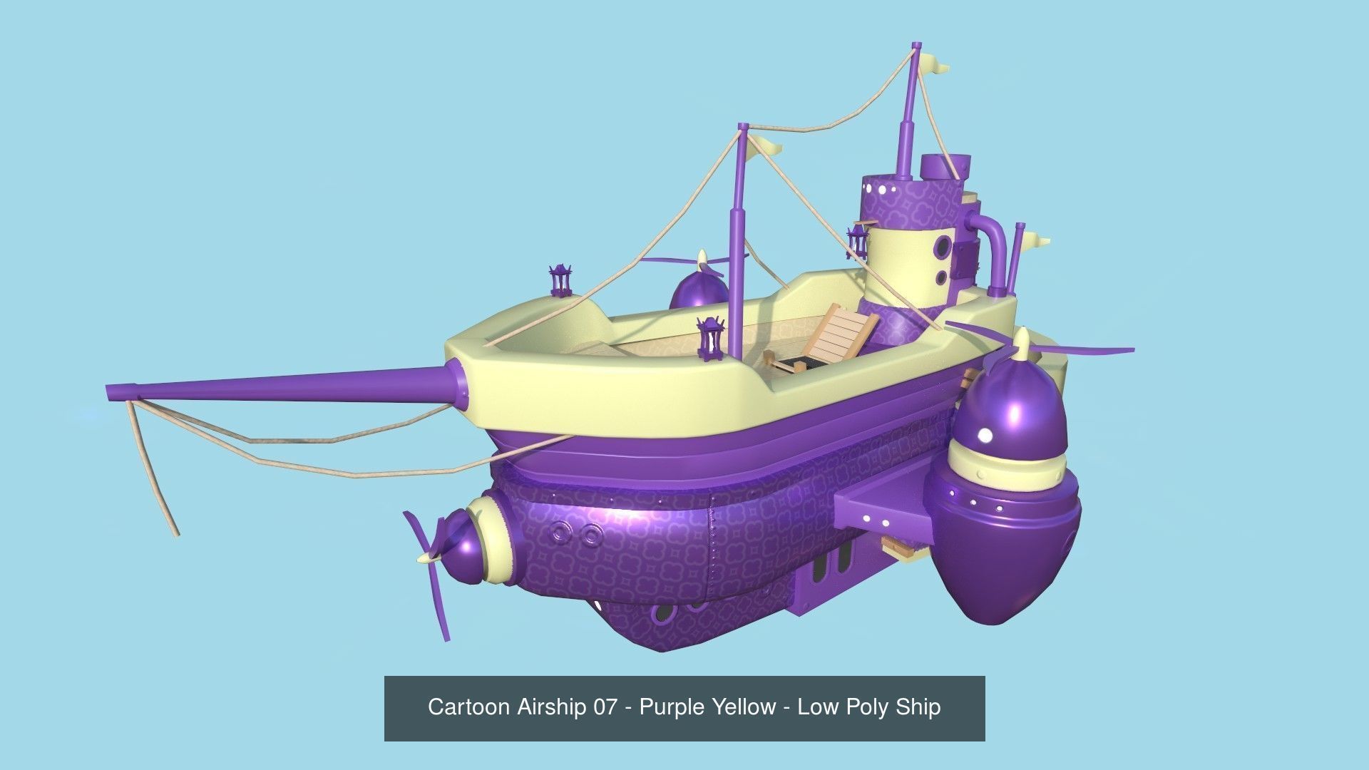 10 Cartoon Airships Collection - Low Poly Ship _7