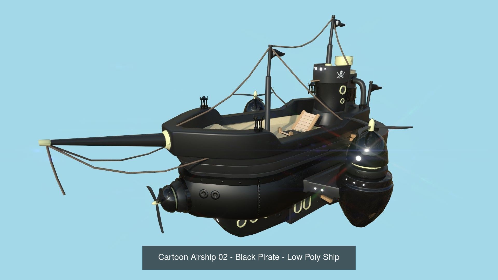 10 Cartoon Airships Collection - Low Poly Ship _2