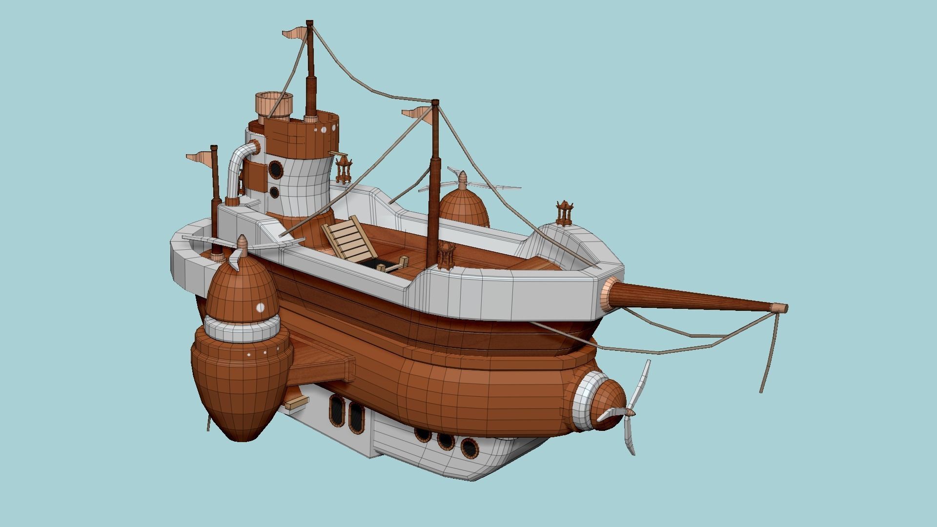 10 Cartoon Airships Collection - Low Poly Ship _74