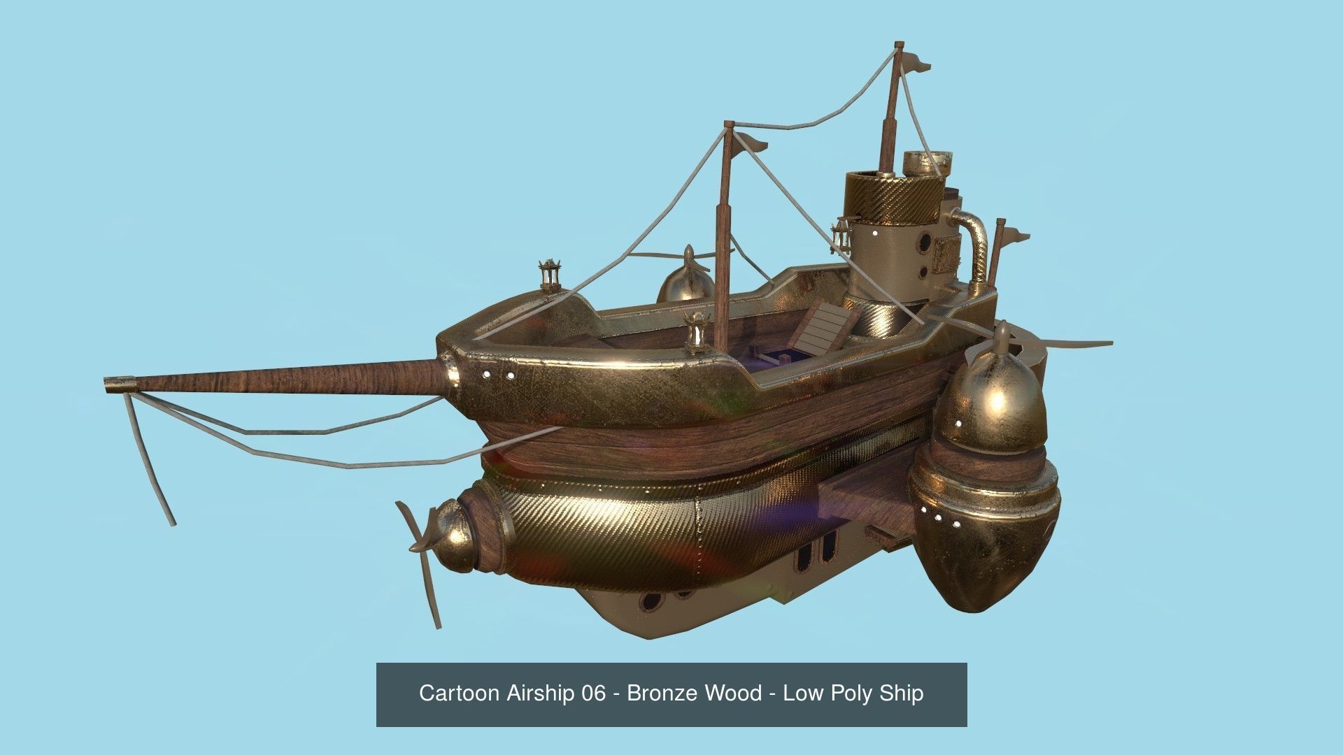 10 Cartoon Airships Collection - Low Poly Ship _6