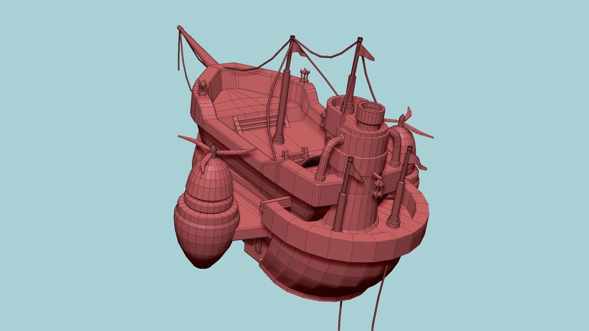 10 Cartoon Airships Collection - Low Poly Ship _16