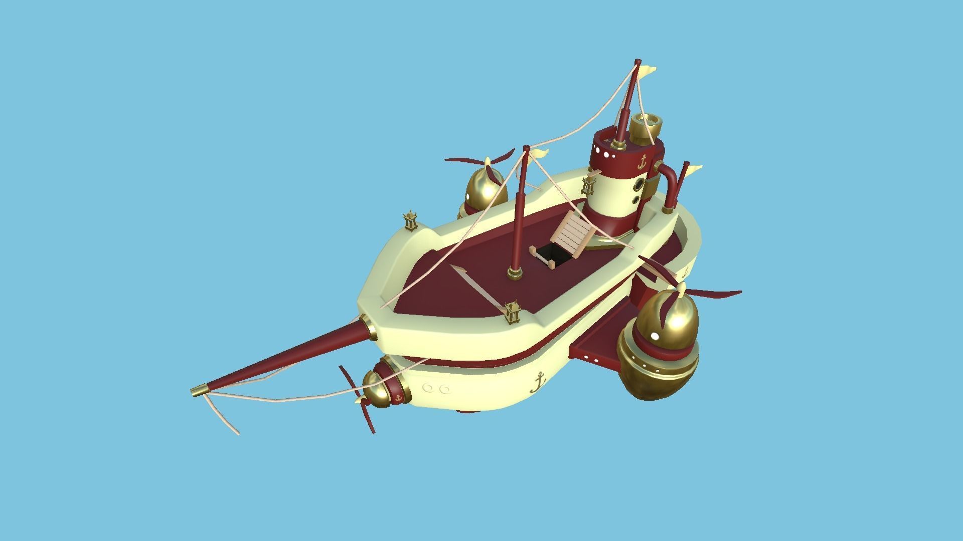 10 Cartoon Airships Collection - Low Poly Ship _85