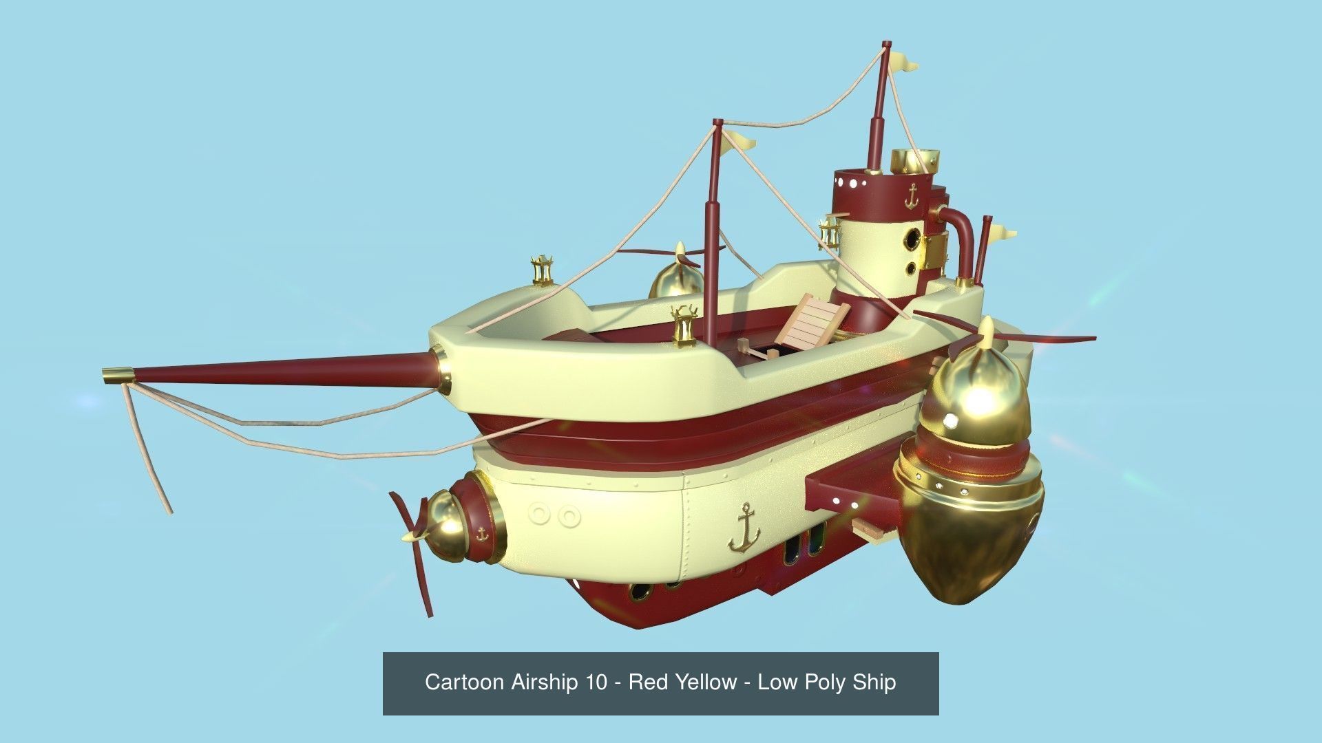 10 Cartoon Airships Collection - Low Poly Ship _10