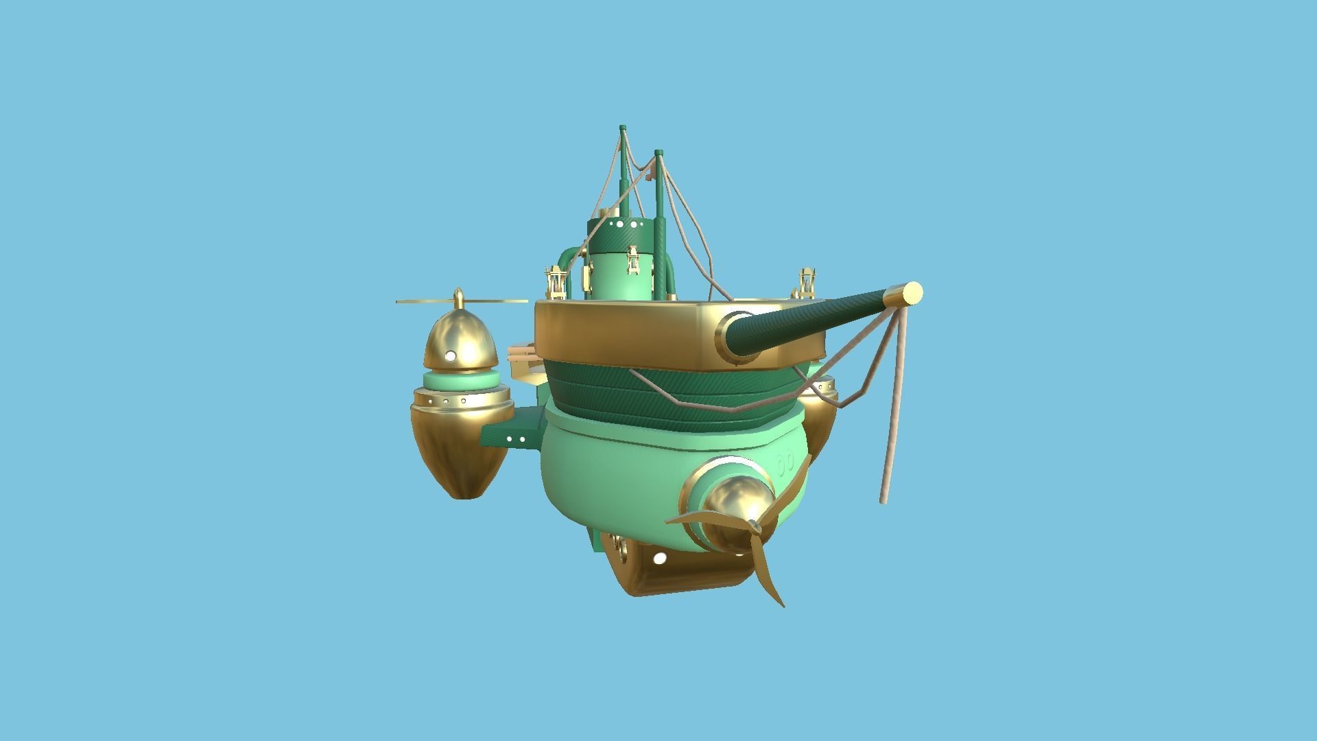 10 Cartoon Airships Collection - Low Poly Ship _53