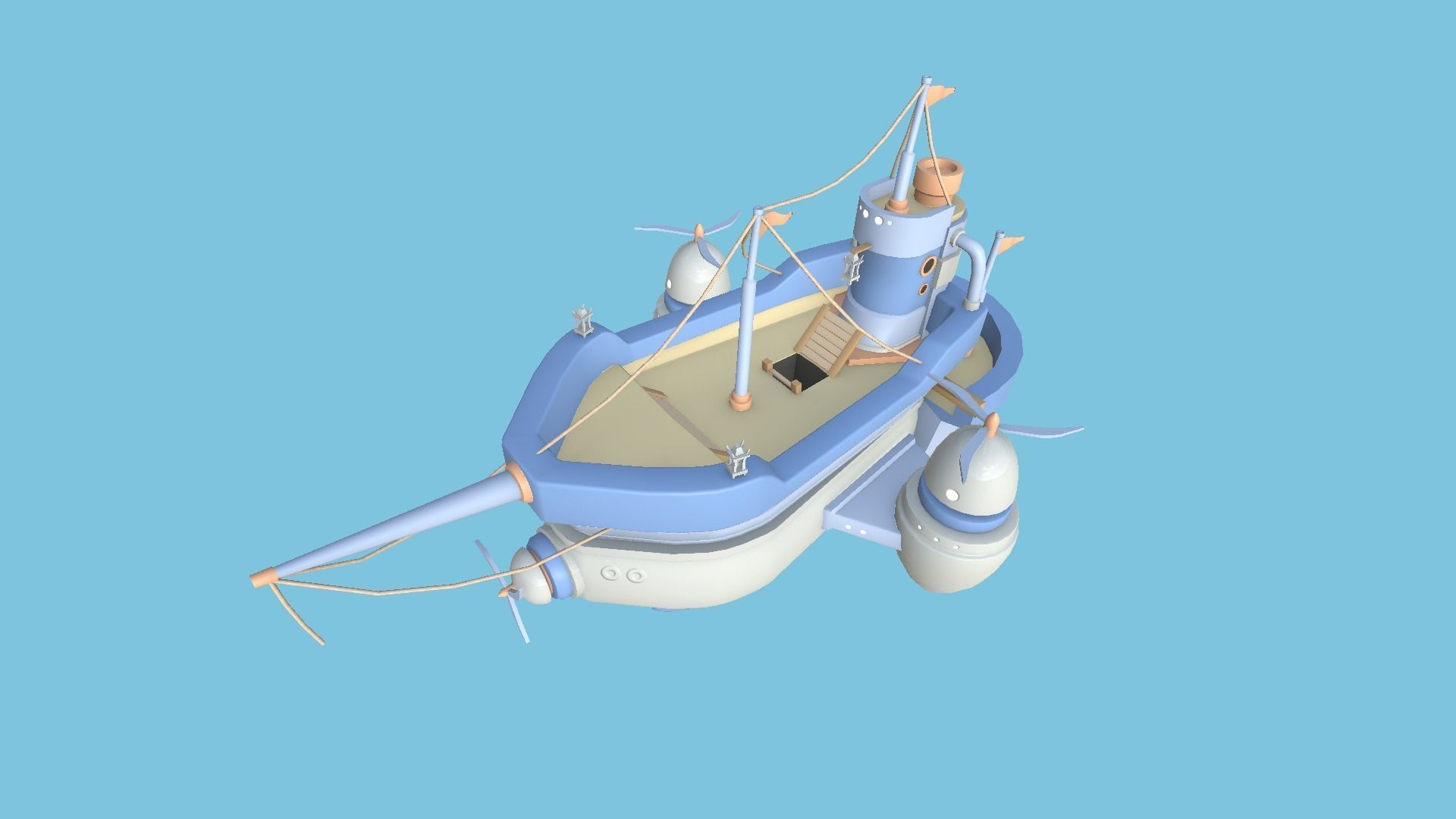 10 Cartoon Airships Collection - Low Poly Ship _97