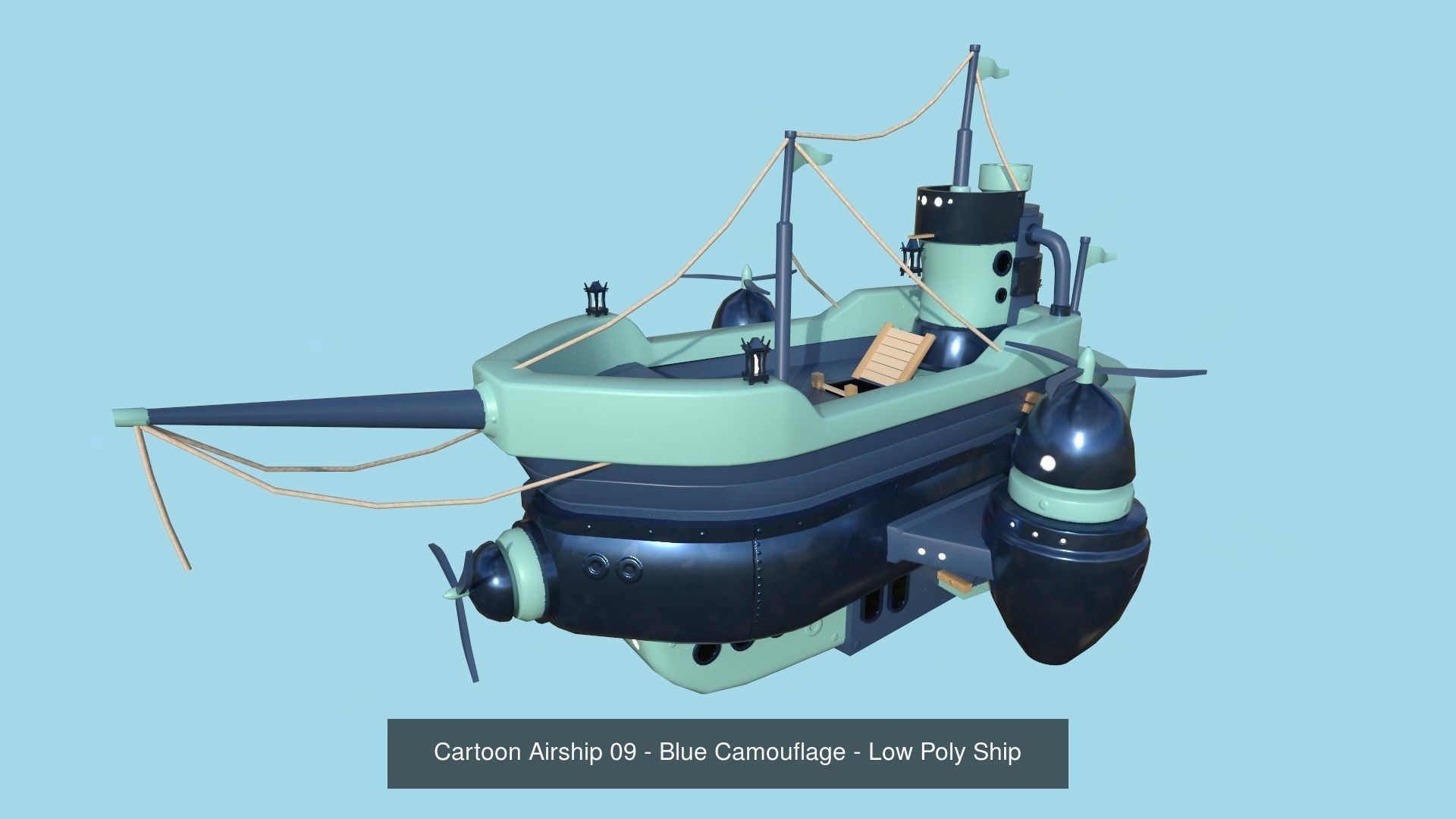 10 Cartoon Airships Collection - Low Poly Ship _9