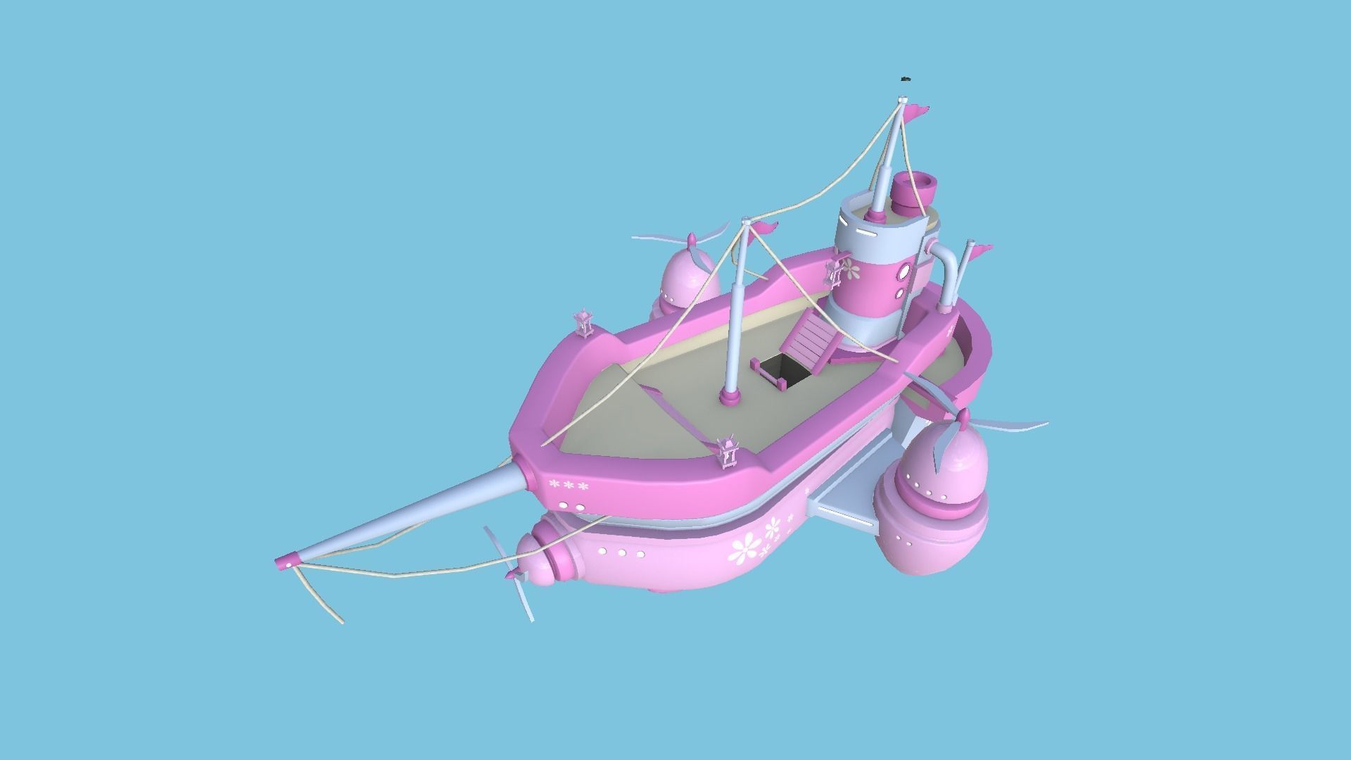 10 Cartoon Airships Collection - Low Poly Ship _55