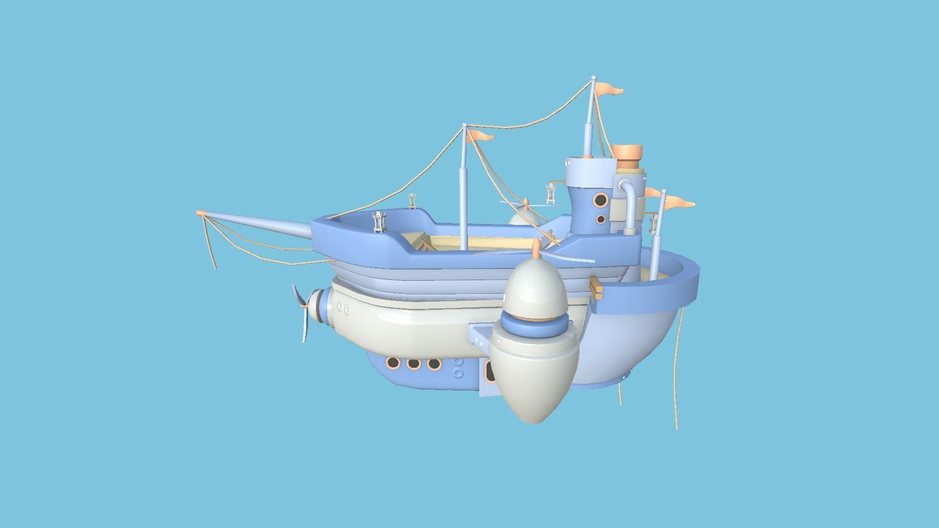 10 Cartoon Airships Collection - Low Poly Ship _96